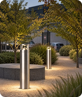 Parks, pathways, and building entrances